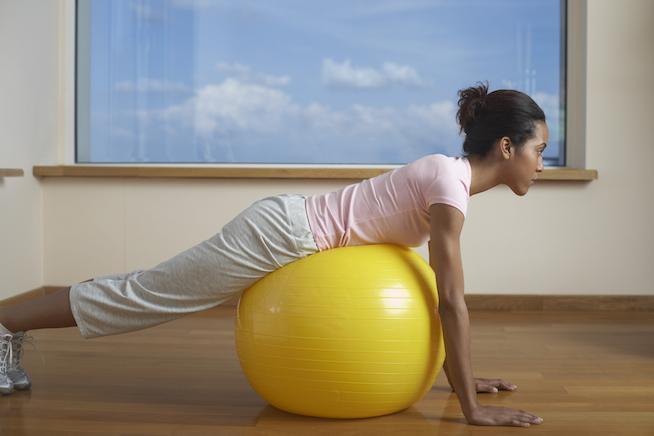 Dust off that exercise ball you bought during your pregnancy.