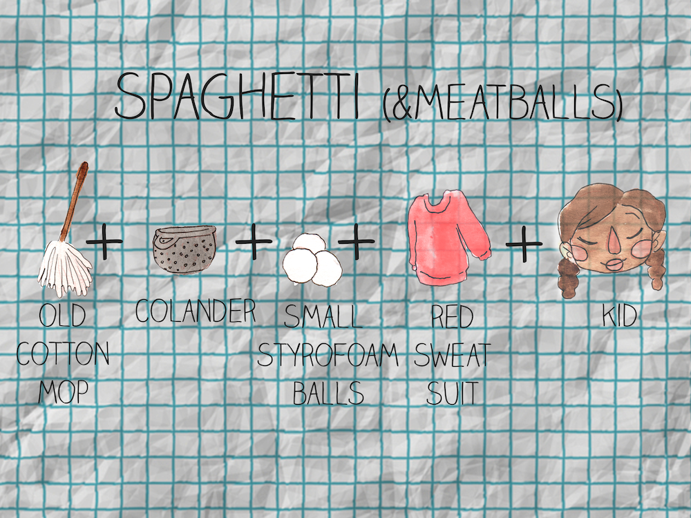 Spaghetti and Meatballs costume, because why not?!