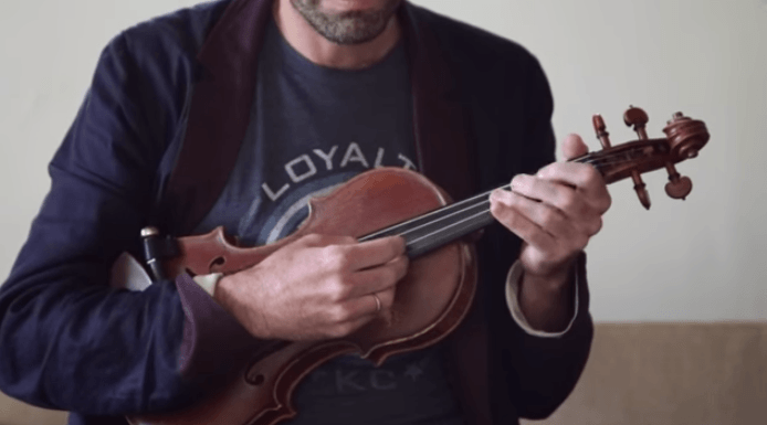 Screenshot of Andrew Bird's perfect, perfect fingers strumming away at his perfect, perfect cover.