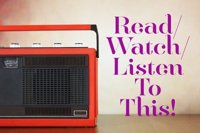 The premise is pretty simple: We each give you one thing to watch, one thing to listen to, and one thing to read over the weekend.