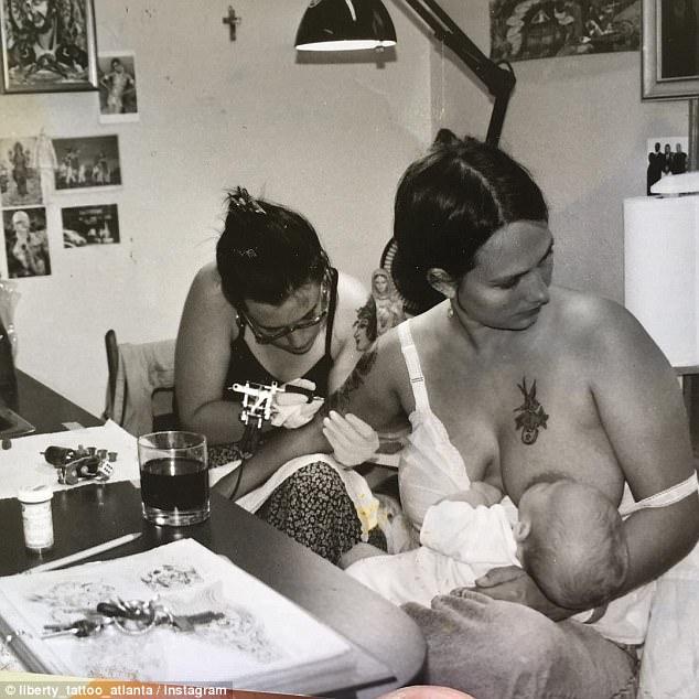 Breastfeeding tattoo mother, Abby Camarata and Rocco