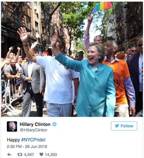 Hillary at Pride.  Image provided by author.