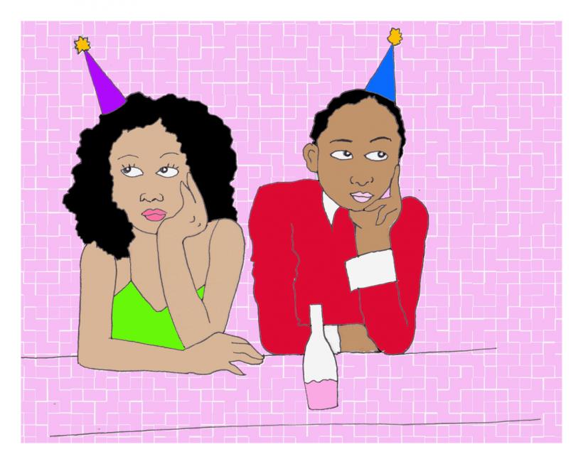 Last year the office party was held on the MLK weekend, meaning they expected everyone to stay home over the break in order to attend. (Artwork: Tess Emily Rodriguez)
