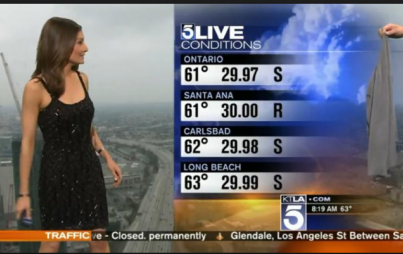 The expectation of women in TV news to appear exactly as viewers want them to normalizes the commodification of a woman’s (ANY woman’s) appearance. Image: KTLA/screenshot.