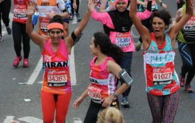 Kiran Gandhi finishing the marathon. Image from ABP Live.